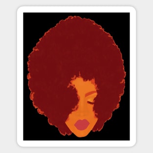 Stylish Woman with Beautiful Big Fluffy Afro (Black Background) Magnet